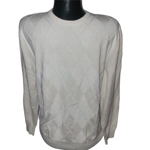 Dockers Men's Two Tone White Argyle Light Classic Preppy Sweater M